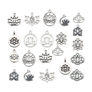 Lot de 18 breloques fleur de lotus yoga en argent antique pour la création de bijoux DIY