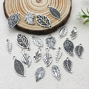 Détails de breloques en forme de feuilles en argent antique pour bijoux DIY et colliers