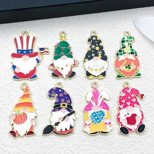 DIY Emaille Zinklegering Kabouter Hangers Kerst Pasen Halloween Feestelijke Gnoom Charms Voor Sieraden Maken Sleutelhanger Accessoire