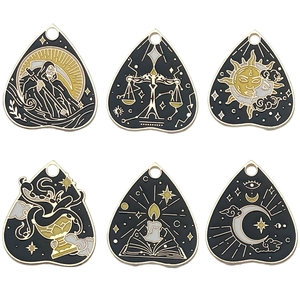 6pcs gothic tarot charms set featuring sun and moon designs for DIY jewelry making