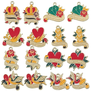 Set Ciondoli in Lega di Smalto Festa della Mamma Best Mama Cuore Rosa Corona Pendenti per DIY Creazione Gioielli Portachiavi Collana