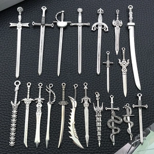 Vintage Antique Silver Zinc Alloy Sword Pendants Gladiator Dagger Charms For DIY Jewelry Making Necklace Bracelet Accessories