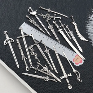 DIY vintage alloy gladiator sword pendants for jewelry making with dragon and cross motifs