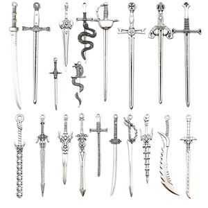 Set of 18 vintage silver gladiator sword charms for DIY necklaces and crafts