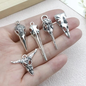 DIY silver alloy bird and bull skull charms for handmade tribal bracelets and necklaces