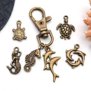 Lot de breloques océaniques en bronze antique avec tortue, hippocampe et dauphin pour bijoux DIY