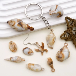 Nautical style acrylic seashell and starfish charms for DIY jewelry and keychains
