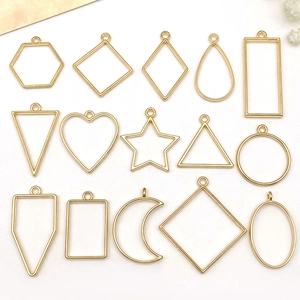 Legierung Geometrische Offene Lünette Anhänger Für DIY Harz Schmuckherstellung Stern Herz Mond Runde Form Lünetten