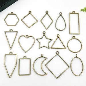 Alloy Geometric Open Back Bezel Frame For Resin DIY Jewelry Making Heart Star Moon Triangle Shape Craft Finding Pendant