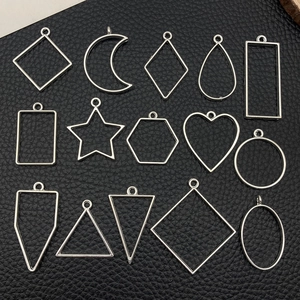 Zinc Alloy Hollow Geometric Frame Pendants Mixed Shapes Moon Star Heart Rhombus For DIY Resin Jewelry Making Findings