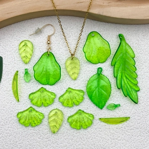 Ensemble de pendentifs feuilles en acrylique vert pour bijoux DIY boucles et colliers