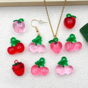 Acrylic fruit pendants like cherry and strawberry for sweet DIY jewelry making