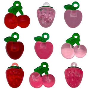 Acrylic resin fruit charms including cherry and strawberry for DIY jewelry making accessories