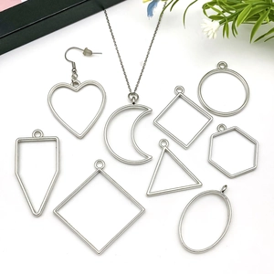 Assorted DIY silver metal hollow geometric pendant frames for resin jewelry making