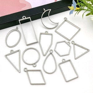 Selection of silver geometric hollow metal frames for DIY resin jewelry making projects