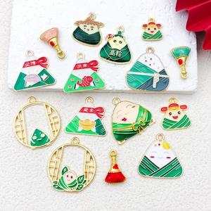 Schattige Zongzi festival emaille bedeltjes voor doe-het-zelf sieraden en hangers