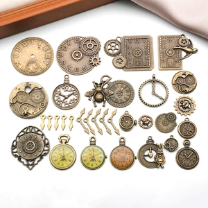 Antique Bronze Steampunk Gear Clock Charms Mixed Zinc Alloy Pendant For DIY Necklace Bracelet Jewelry Making Supplies