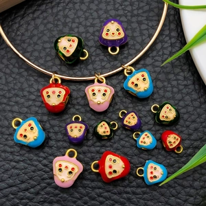 Breloques colorées en émail en forme de zongzi avec sourires pour bracelets artisanaux