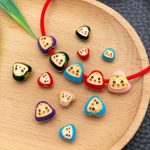 Colorful enamel zongzi beads with cute smiley faces for DIY festive bracelet making