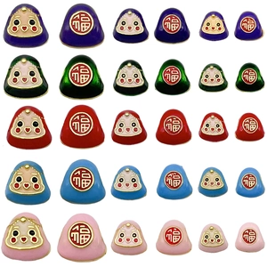 DIY colorful dharma lucky charms in five colors with character Fu for jewelry making