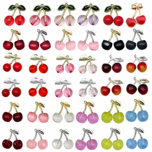 Sammlung von 30 DIY Acryl-Kirsch-Anhängern mit Legierungsrahmen für Schmuck und Ketten