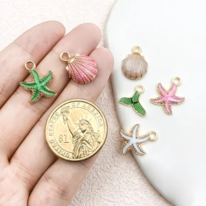 Pendentifs émaillés marins avec étoiles de mer et coquillages pour bijoux DIY