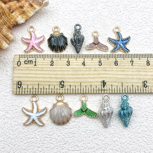 Pendentifs marins colorés en alliage avec étoile de mer et coquillage pour bijoux DIY