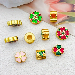 Perles intercalaires de fleurs dorées de style chinois pour la création de bijoux DIY