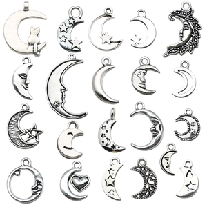 Set van 20 antieke zilveren hemelse hangers met maan en sterren voor DIY sieraden maken