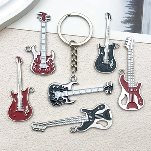 Farbenfrohe Gitarren-Emaille-Anhänger für DIY-Ketten und Schlüsselanhänger in bunt