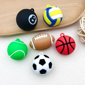 Detailed collection of six sports ball charms including football and basketball