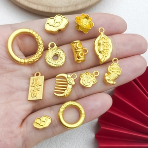 Pendentifs traditionnels chinois Pixiu et sac de fortune en or pour bijoux DIY