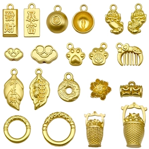Pendentifs en Alliage de Zinc Or Antique Style Chinois pour Fabrication de Bijoux DIY Pi Xiu Sac de Fortune Nuage de Chance Lotus Breloques Accessoires Bracelet Collier