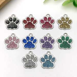 Accesorios de Joyería DIY de Aleación de Zinc Esmaltado con Brillo Dijes de Huella de Pata de Perro y Gato para Pendientes