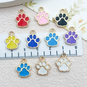 Colorful paw-shaped alloy charms for DIY jewelry making in multiple vibrant colors