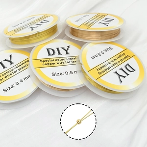 Rollos de alambre de cobre bañado en oro de 14K en varios tamaños para joyería artesanal DIY