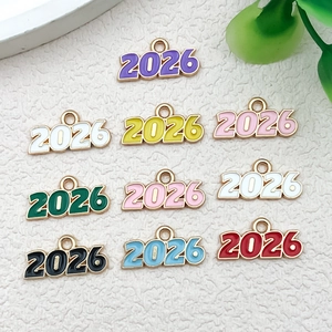 Pendentifs Chiffres Année 2025 2026 2027 2028 en Alliage Émail pour Création Bijoux DIY Collier Bracelet Porte-clés