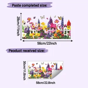 Tableau des tailles pour stickers muraux fleurs et papillons avec dimensions détaillées