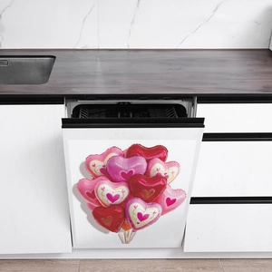 Autocollant magnétique pour lave-vaisselle avec ballons en cœur pour décor de cuisine
