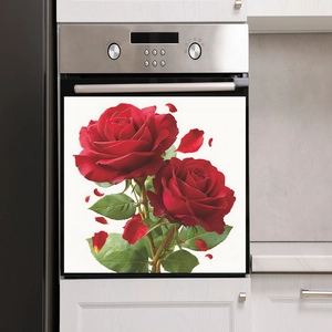 Red rose petals floral wall sticker for kitchen cabinets and home appliance decoration
