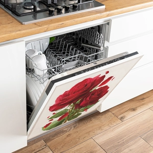 Magnetic red rose dishwasher decals for cabinet fridge home decor wall stickers