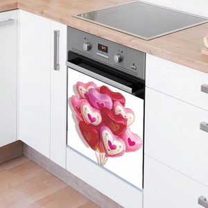Stickers muraux ballons en cœur pour décoration de cuisine moderne sur surfaces de four