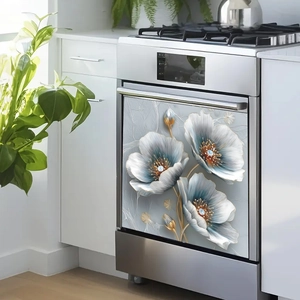 Sticker mural 3D auto-adhésif avec fleurs en relief bleu pour décoration de cuisine
