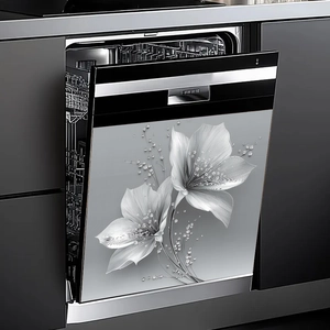 Floral lily embossed magnetic decorative sticker for dishwasher and fridge panels