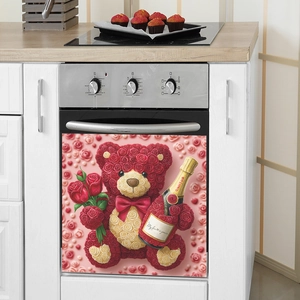 Adesivo murale orsetto di rose per decorazione di mobili da cucina e forno di San Valentino
