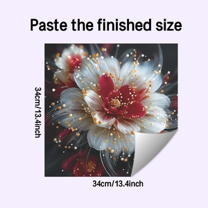 Detail showing 34cm square floral wall sticker with metallic cyber flower pattern
