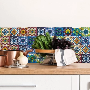 Adesivi per piastrelle colorati stile Talavera per decorazione paraschizzi cucina