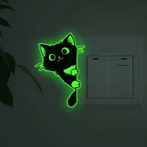 Autocollant mural chat lumineux pour interrupteur déco de chambre à coucher