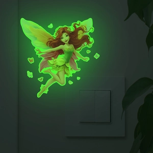 Luminous Flower Fairy Butterfly Wall Sticker Glow In The Dark PVC Switch Sticker Decorative Decal For Kids Room Bedroom