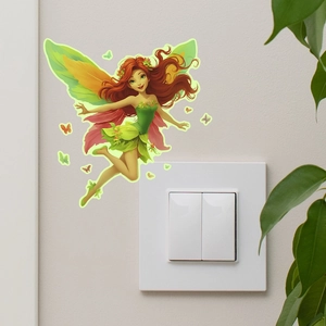 Luminous flower fairy wall stickers for bedroom light switch decoration with butterflies